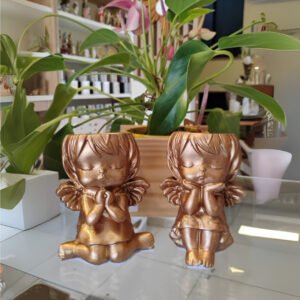 Anjo em Gesso Dourado | Decorativo e Castiçal