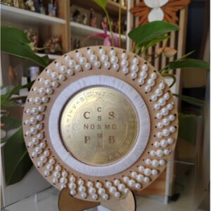Mandala Medalha São Bento com Pérolas | Proteção e Fé