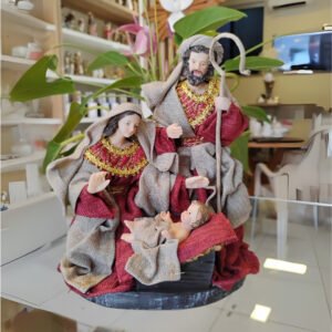 Presépio Sagrada Família Vermelho Dourado | Natividade Luxo