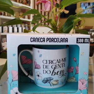 Caneca de Porcelana "Cercai-me de Gente do Bem" 300ml | Mãe de Deus Aju