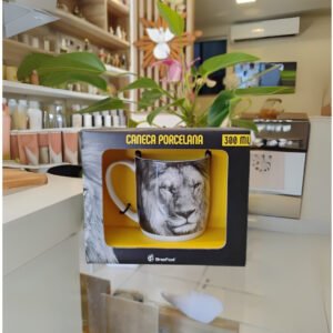 Caneca de Porcelana Leão 300ml | Brasfoot | Mãe de Deus Aju