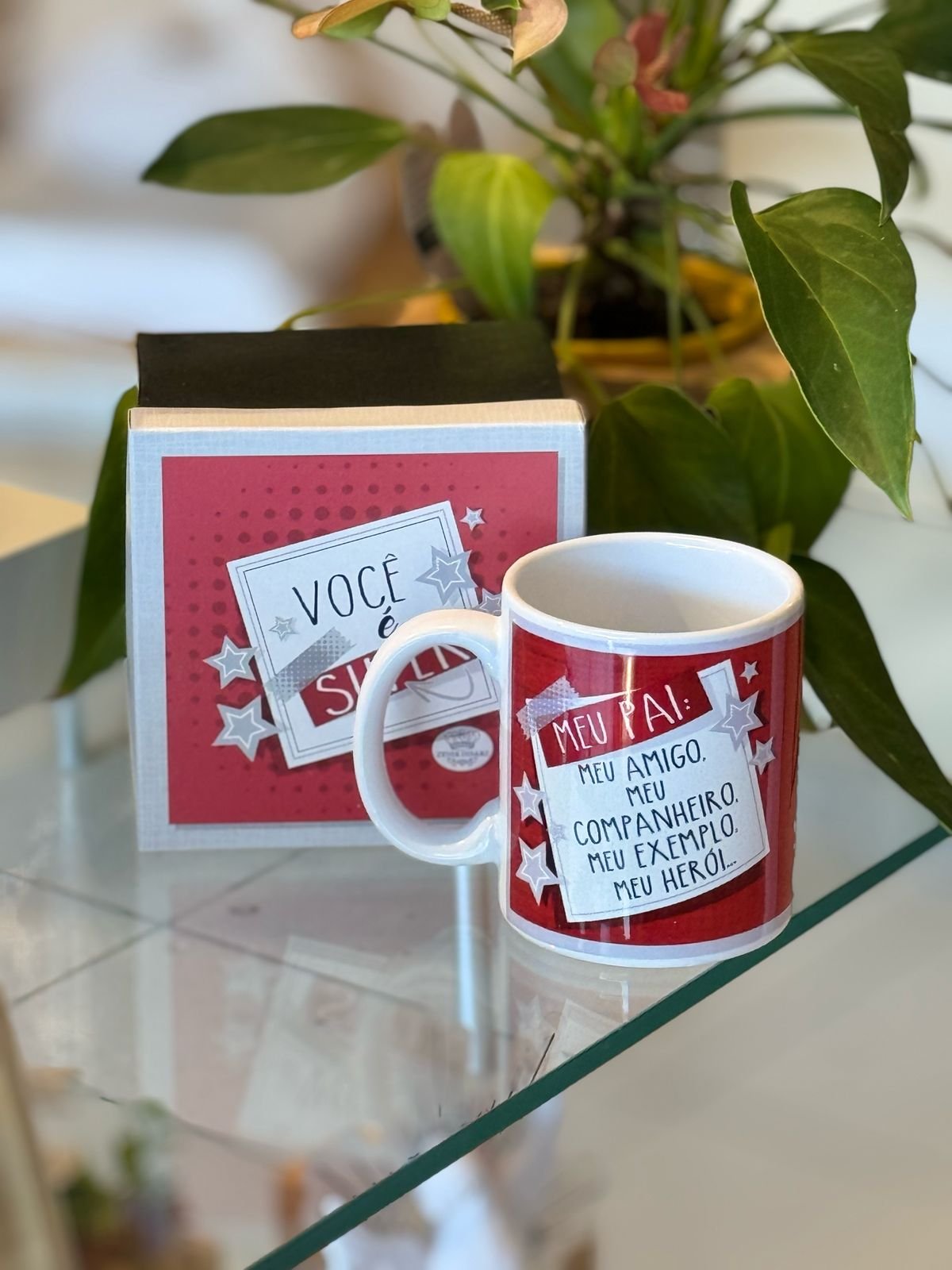 Caneca Dia dos Pais "Meu Pai, Meu Herói" com Caixa Super Pai | Mãe de Deus